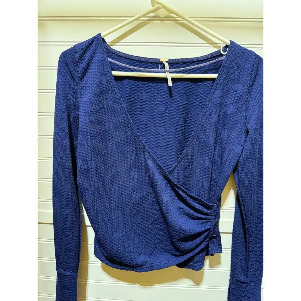 Free People Penny Long Sleeve Wrap Top Size S